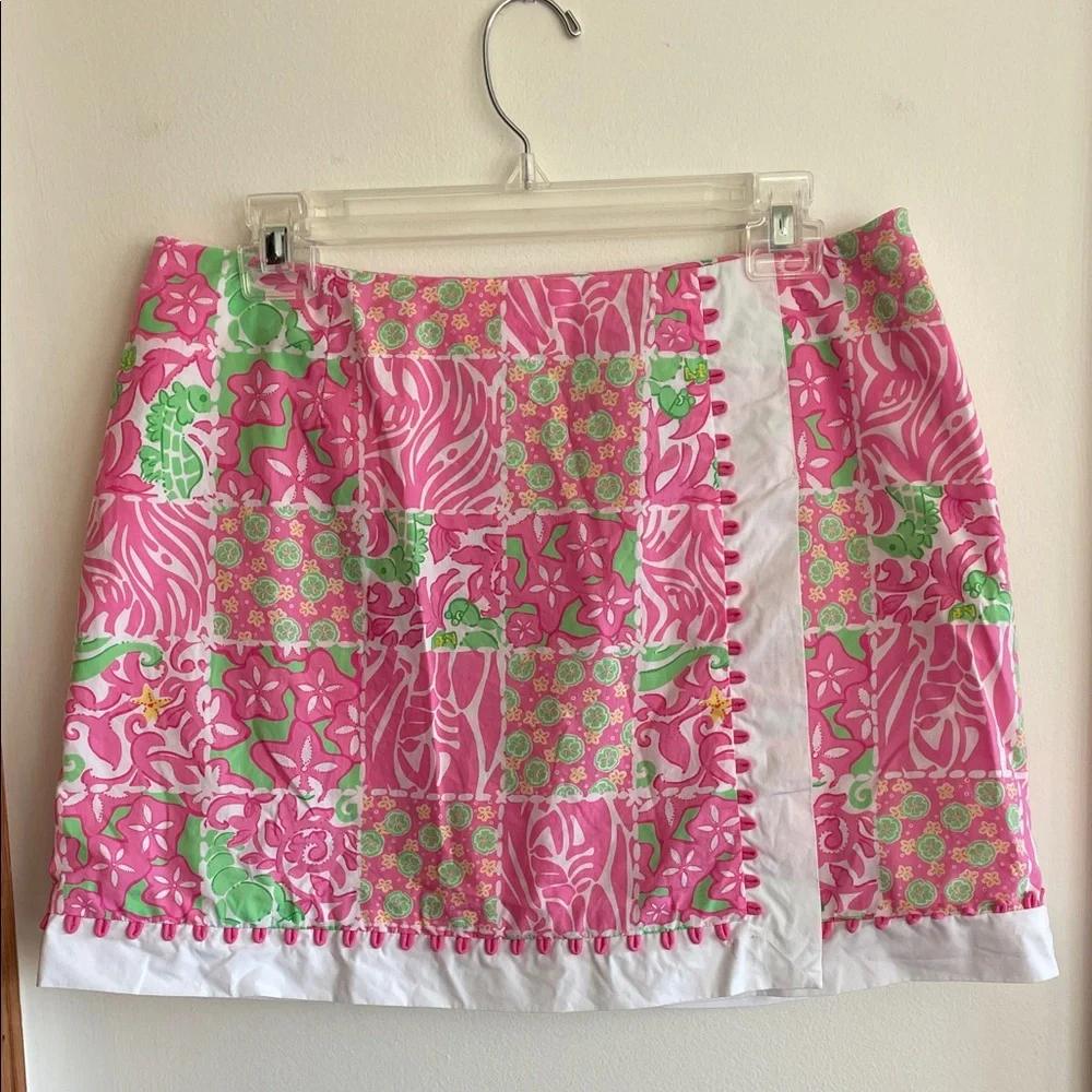 LILLY PULITZER Sunnyside Lions Vintage Faux Wrap Skort 8
